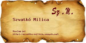Szvatkó Milica névjegykártya