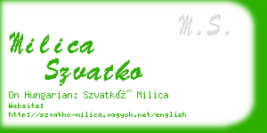 milica szvatko business card